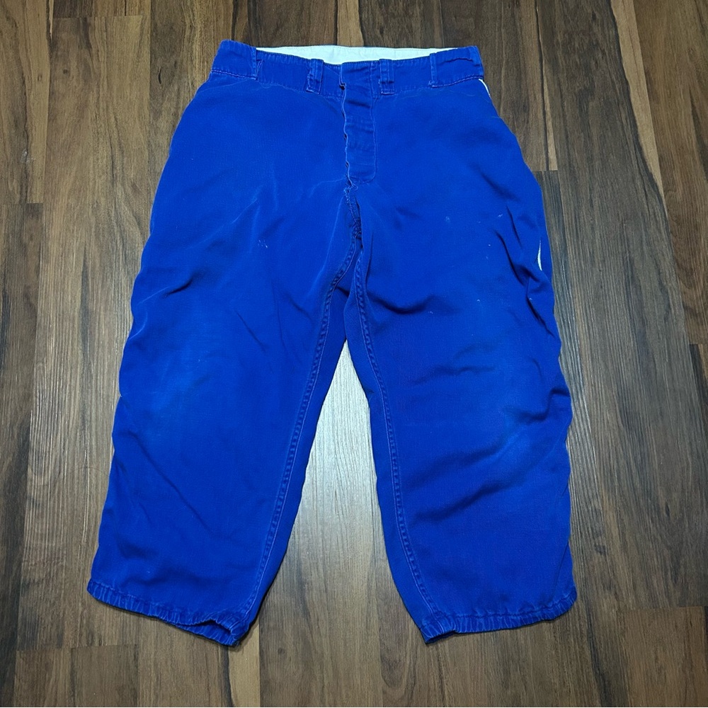 Vintage Southland Softball Baseball Pants Size 34 Royal Blue Button Fly Distress